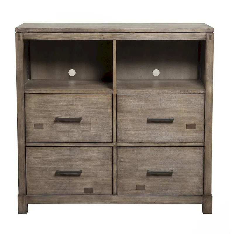 Meuble TV HomeRoots 42 en bois massif marron à étagères ouvertes - 40 x 41.5 x 18