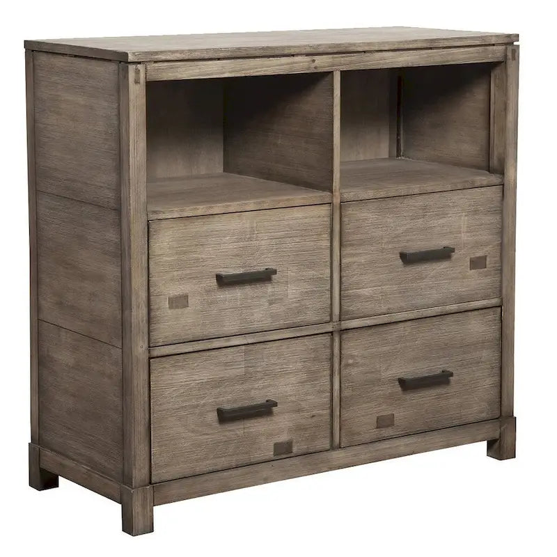 Meuble TV HomeRoots 42 en bois massif marron à étagères ouvertes - 40 x 41.5 x 18