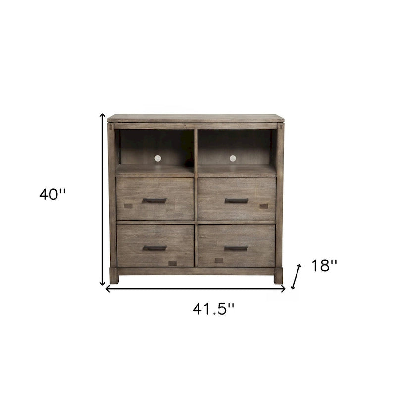 Meuble TV HomeRoots 42 en bois massif marron à étagères ouvertes - 40 x 41.5 x 18
