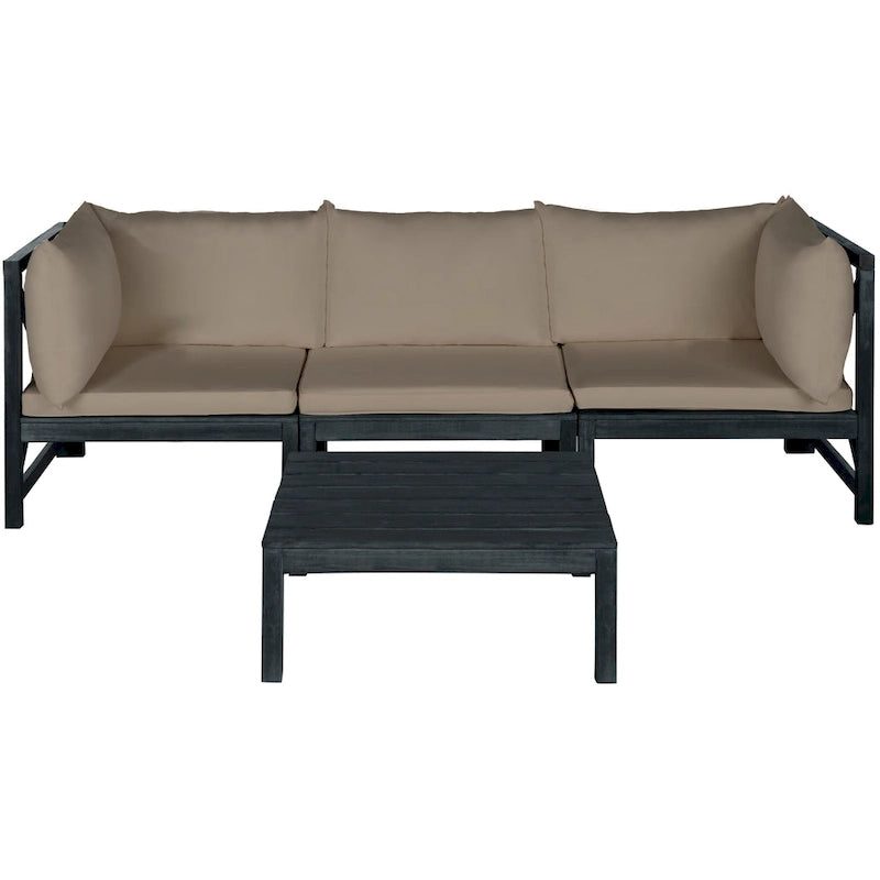 SAFAVIEH Outdoor Living Lynwood Dark Slate Grey/Taupe Sectional - 27W x 27D x 27H