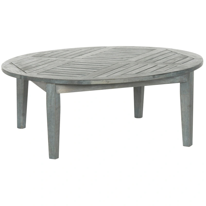 SAFAVIEH Outdoor Living Colfax Ensemble de patio 5 pièces en bois d'acacia marron avec coussins beiges - Gris cendré/Beige - 35L x 35P x 14H