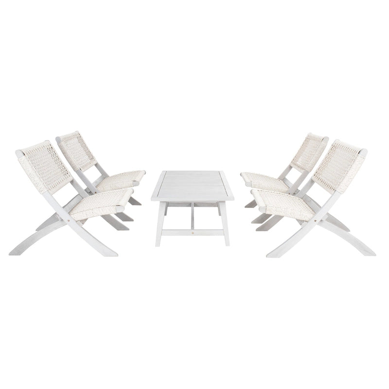 SAFAVIEH Outdoor Living Blaze - Ensemble de 5 pièces de café en bois d'acacia - Gris/Gris - 24W x 31D x 28H