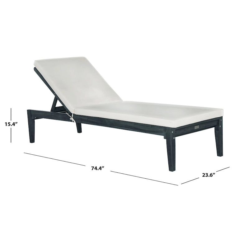 SAFAVIEH Outdoor Living Bradbury Bain de soleil gris ardoise foncé/beige - 24W x 74D x 15H
