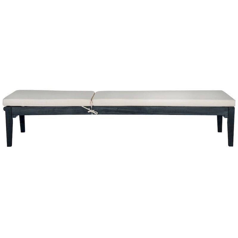 SAFAVIEH Outdoor Living Bradbury Bain de soleil gris ardoise foncé/beige - 24W x 74D x 15H