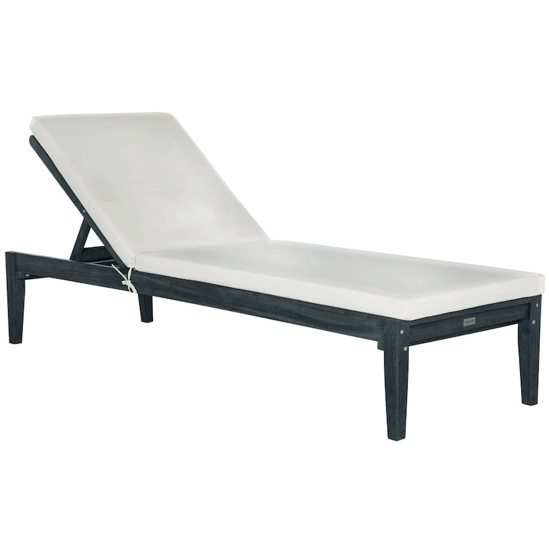 SAFAVIEH Outdoor Living Bradbury Bain de soleil gris ardoise foncé/beige - 24W x 74D x 15H