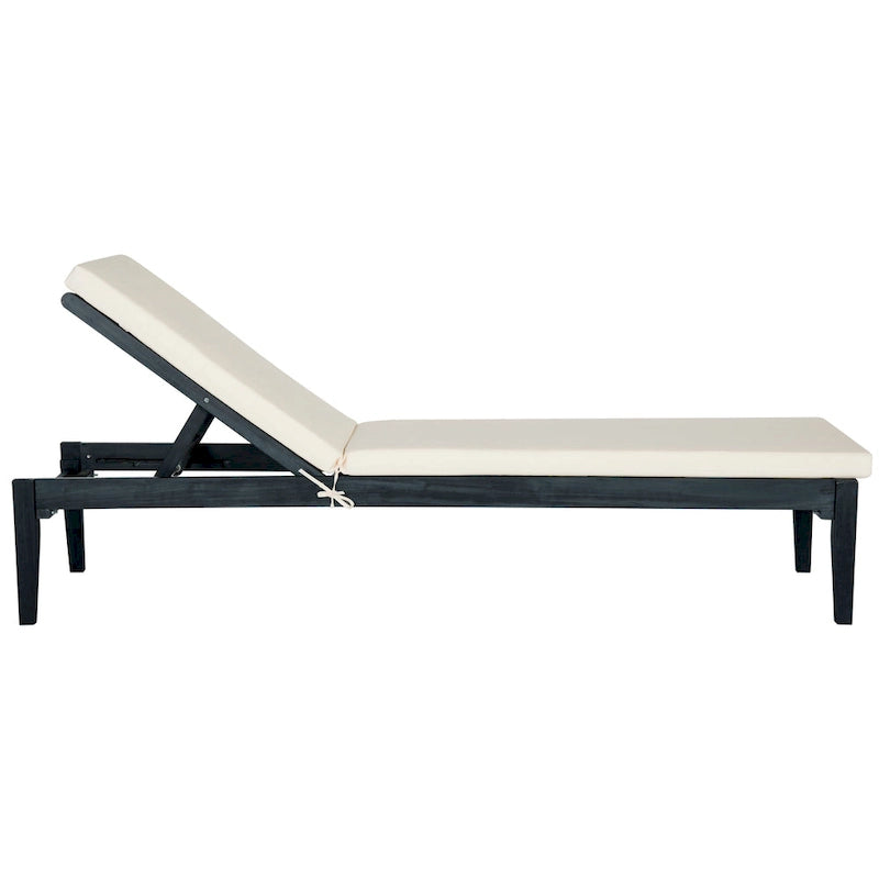 SAFAVIEH Outdoor Living Bradbury Bain de soleil gris ardoise foncé/beige - 24W x 74D x 15H