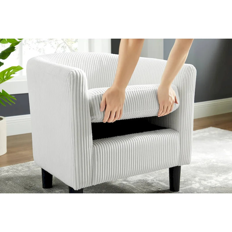 Fauteuil de salon moderne en tissu avec accoudoirs et repose-pieds, idéal pour le salon, la chambre et le bureau.
