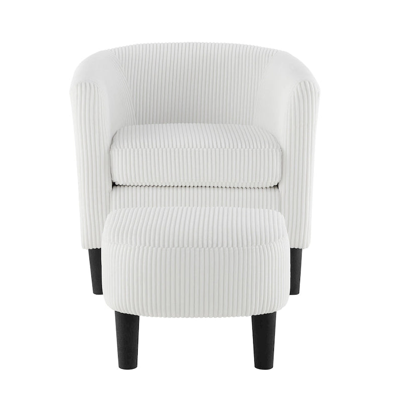 Fauteuil de salon moderne en tissu avec accoudoirs et repose-pieds, idéal pour le salon, la chambre et le bureau.