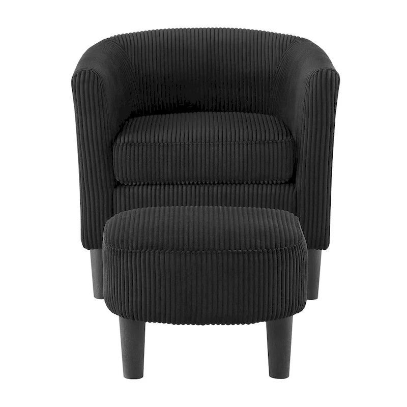 Fauteuil de salon moderne en tissu avec accoudoirs et repose-pieds, idéal pour le salon, la chambre et le bureau.