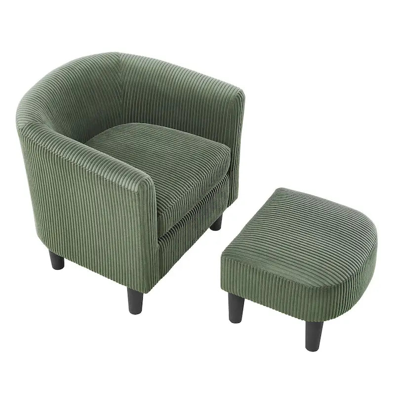 Fauteuil de salon moderne en tissu avec accoudoirs et repose-pieds, idéal pour le salon, la chambre et le bureau.
