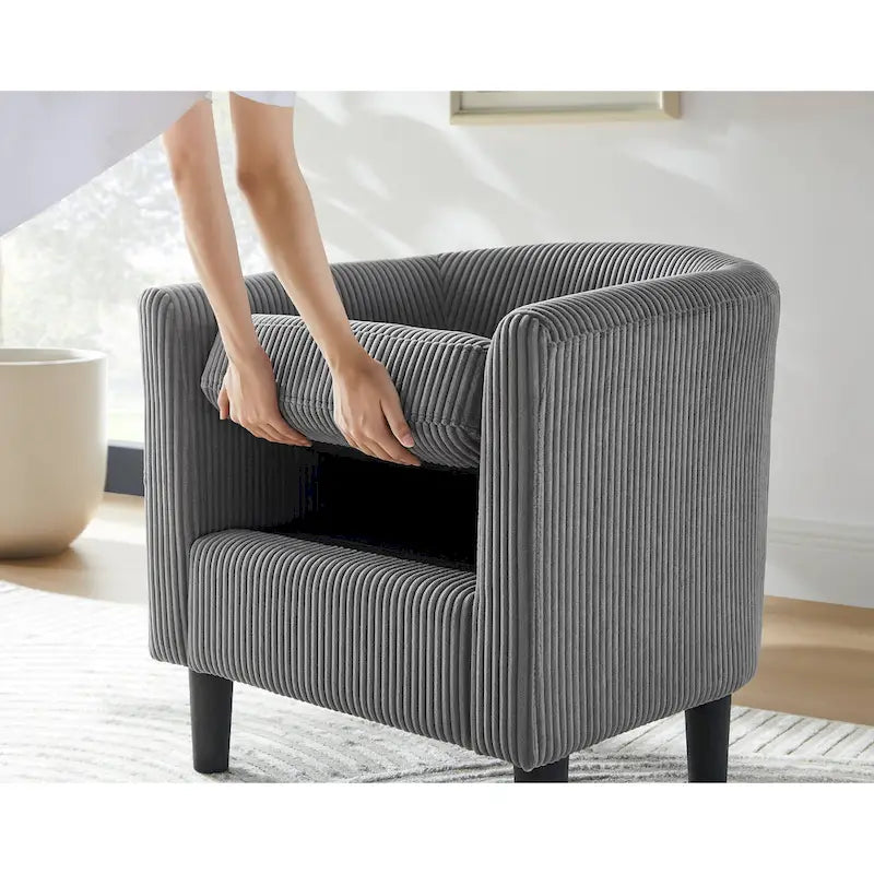 Fauteuil de salon moderne en tissu avec accoudoirs et repose-pieds, idéal pour le salon, la chambre et le bureau.