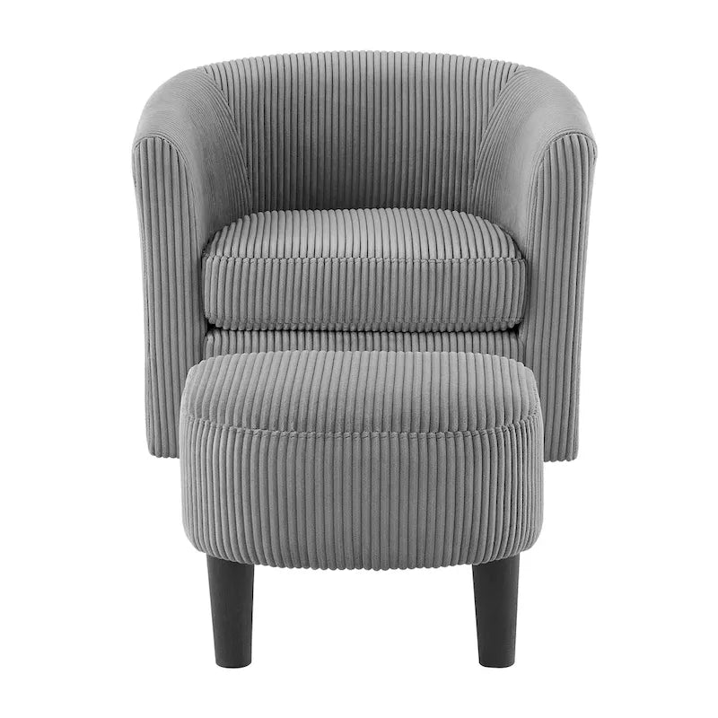 Fauteuil d'appoint pivotant à 360° en velours avec pouf et accoudoirs confortable
