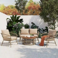 Salons de jardin d'extérieur Rowan avec coussins par GDFStudio