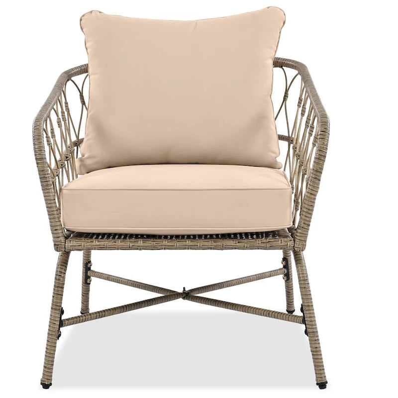 Salons de jardin d'extérieur Rowan avec coussins par GDFStudio