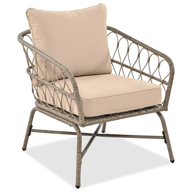 Salons de jardin d'extérieur Rowan avec coussins par GDFStudio
