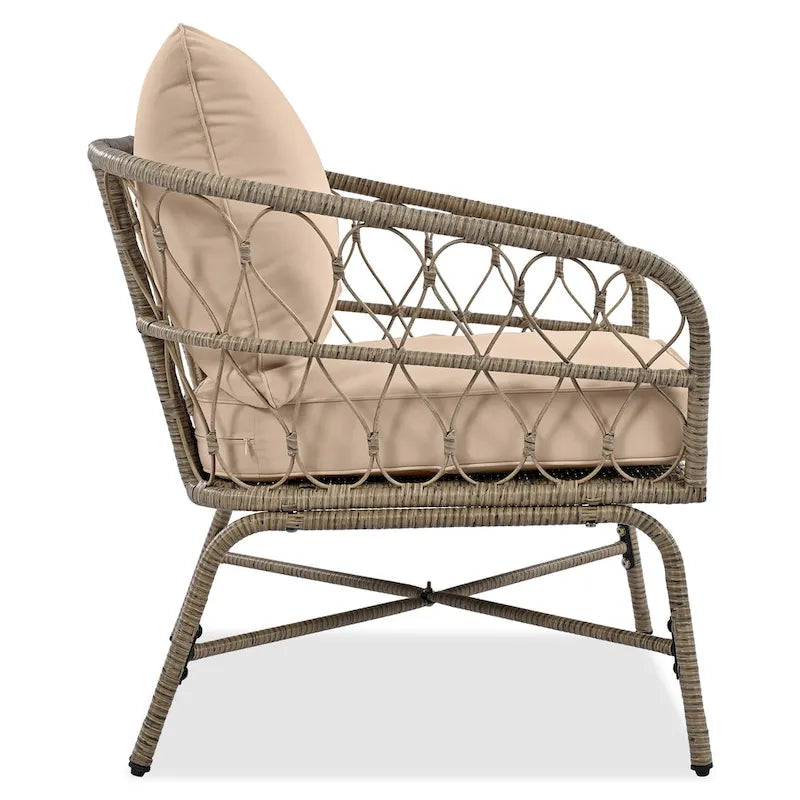 Salons de jardin d'extérieur Rowan avec coussins par GDFStudio