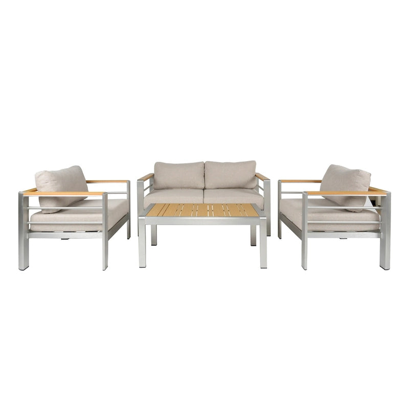 Christopher Knight Home - Everett Salon de jardin 4 pièces en aluminium pour l'extérieur