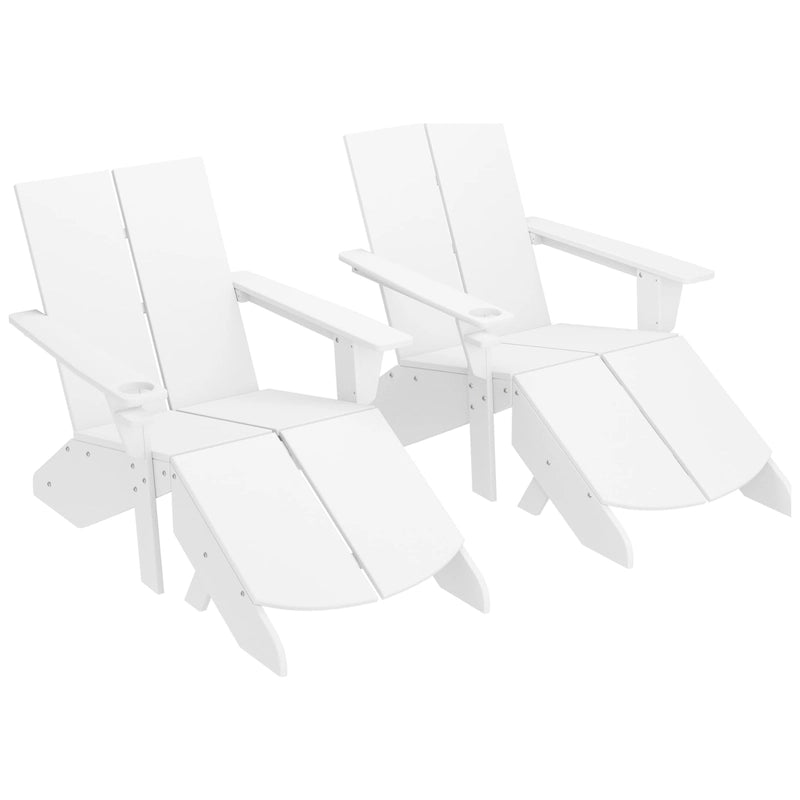 Chaise Adirondack moderne en poly de Polytrends Coastin avec ottoman (lot de 2)