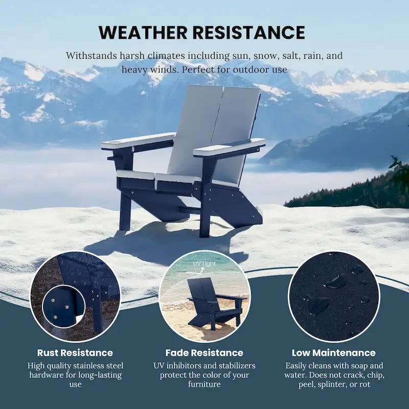 Chaise Adirondack moderne en poly de Polytrends Coastin avec ottoman (lot de 2)