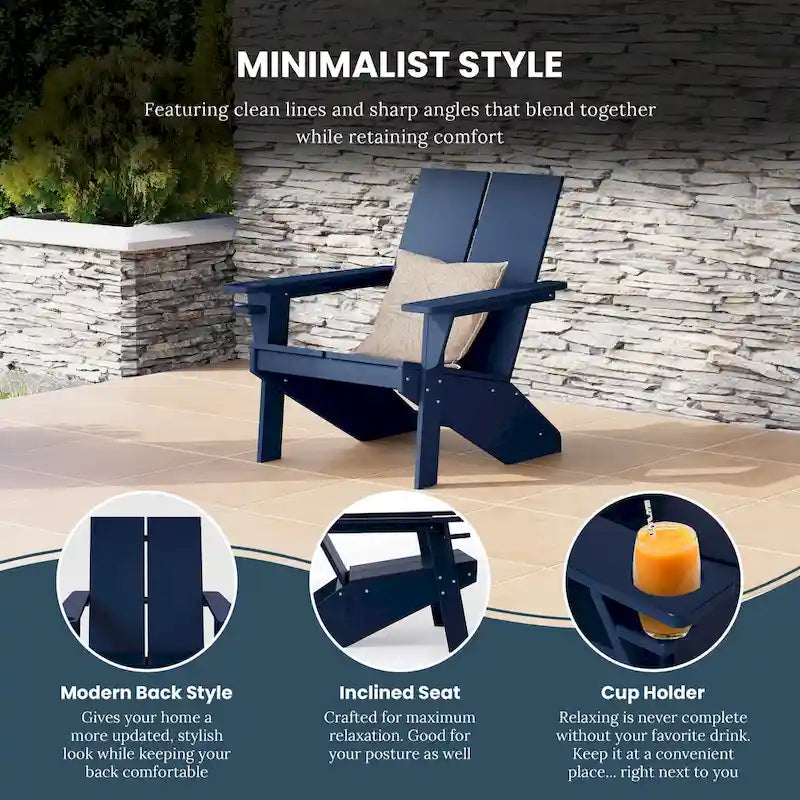 Chaise Adirondack moderne en poly de Polytrends Coastin avec ottoman (lot de 2)