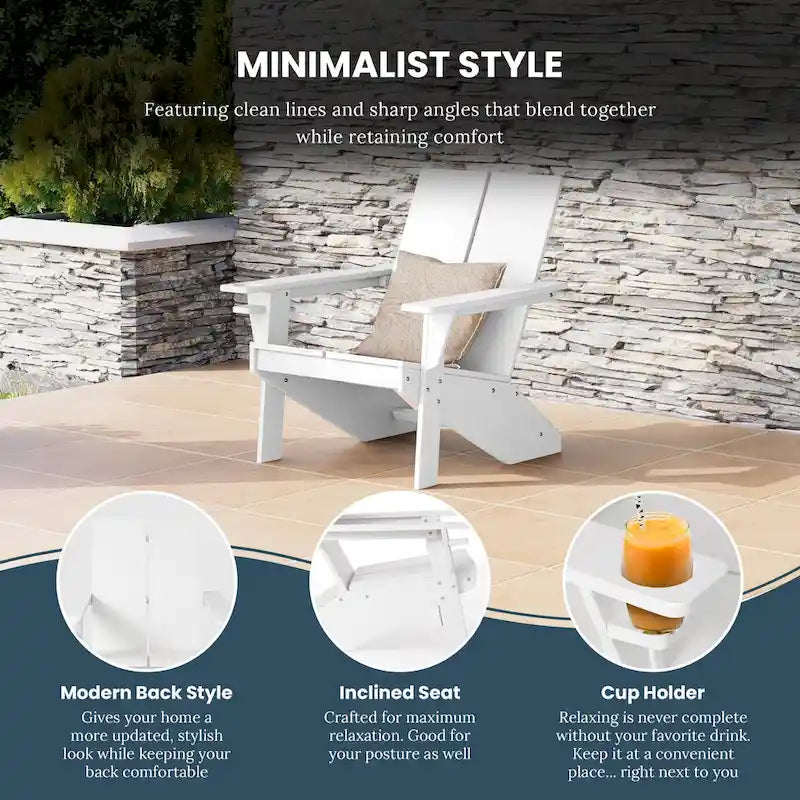 Chaise Adirondack moderne en poly de Polytrends Coastin avec ottoman (lot de 2)