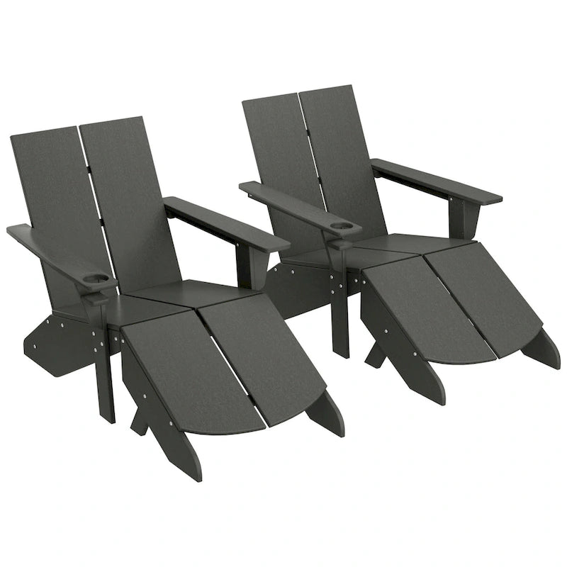 Chaise Adirondack moderne en poly de Polytrends Coastin avec ottoman (lot de 2)