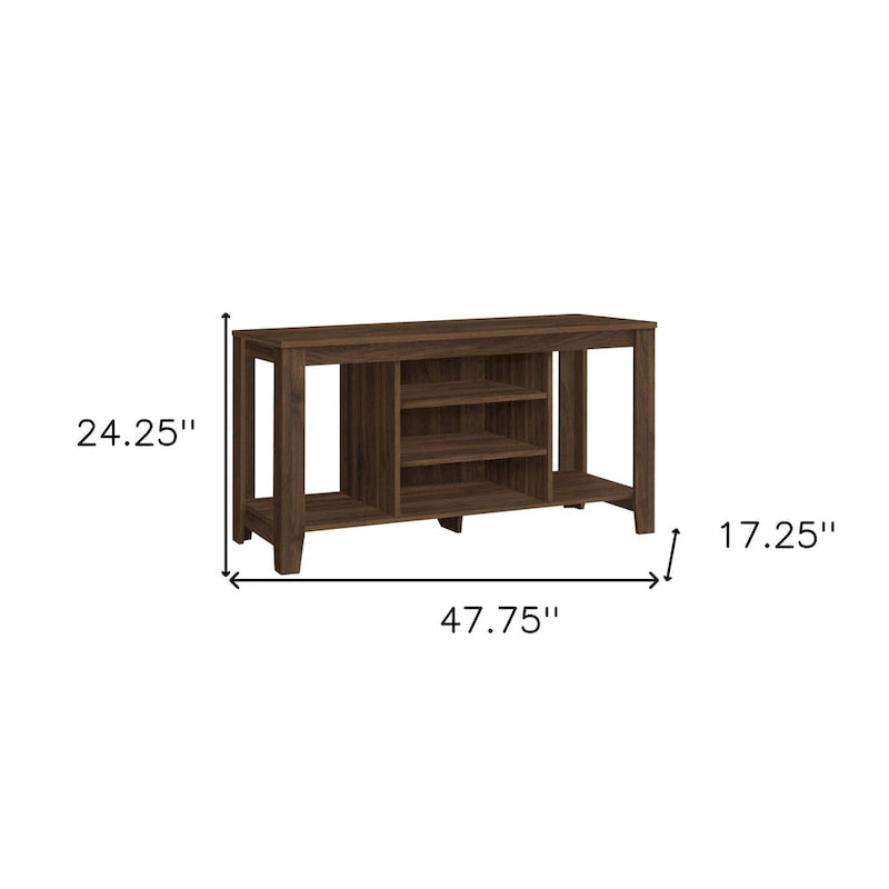 Meuble TV HomeRoots 48 en bois brun à étagères ouvertes - 47,75' X '24,25' X '17,25