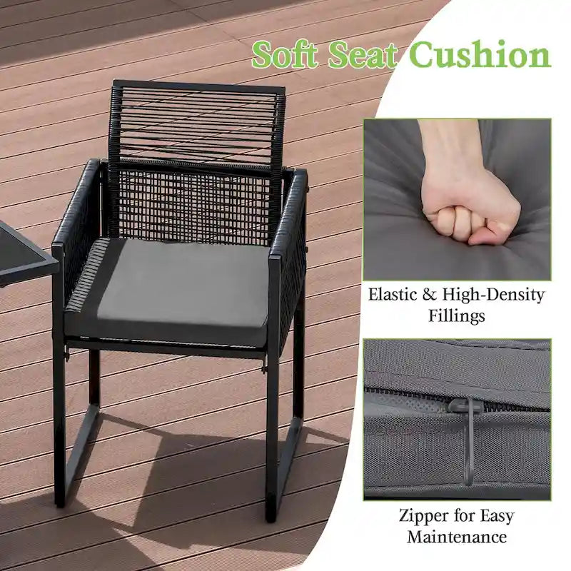 Costway Salon de Jardin 3 pièces en Rotin PE avec Chaises Coussinées - Voir Détails