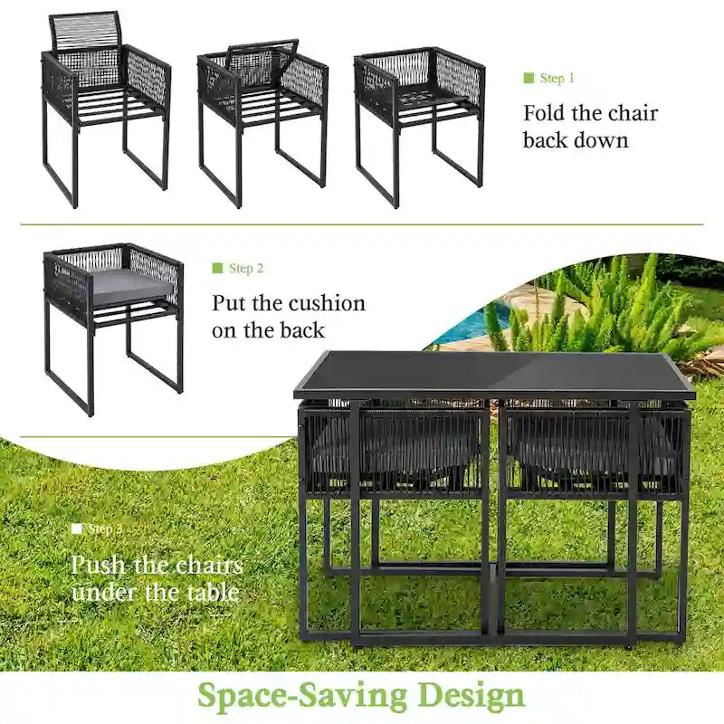 Costway Salon de Jardin 3 pièces en Rotin PE avec Chaises Coussinées - Voir Détails
