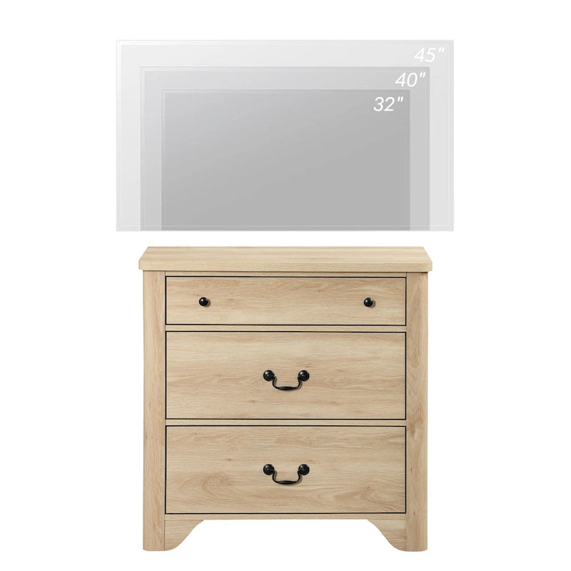 Meuble TV de ferme WAMPAT pour téléviseurs, centre de divertissement en bois avec 3 tiroirs, console TV avec grand rangement pour salon