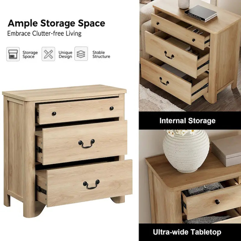 Meuble TV de ferme WAMPAT pour téléviseurs, centre de divertissement en bois avec 3 tiroirs, console TV avec grand rangement pour salon