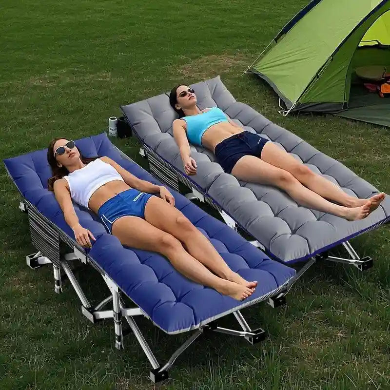 Lit de camp pliant, lit de camp Oxford double couche, pour le camping et le bureau