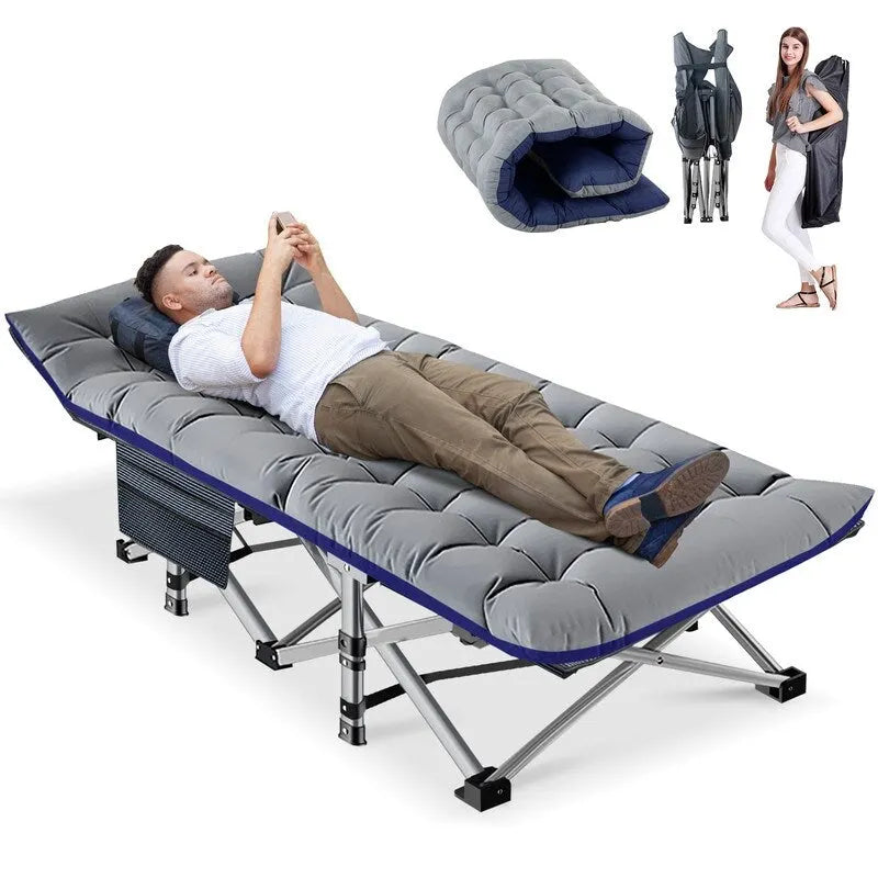Lit de camp pliant, lit de camp Oxford double couche, pour le camping et le bureau