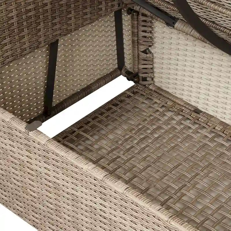Ensemble de canapé de conversation de patio extérieur en rotin 6 pièces avec table basse en verre trempé et pouf