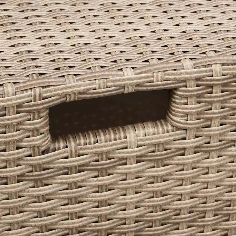 Ensemble de canapé de conversation de patio extérieur en rotin 6 pièces avec table basse en verre trempé et pouf