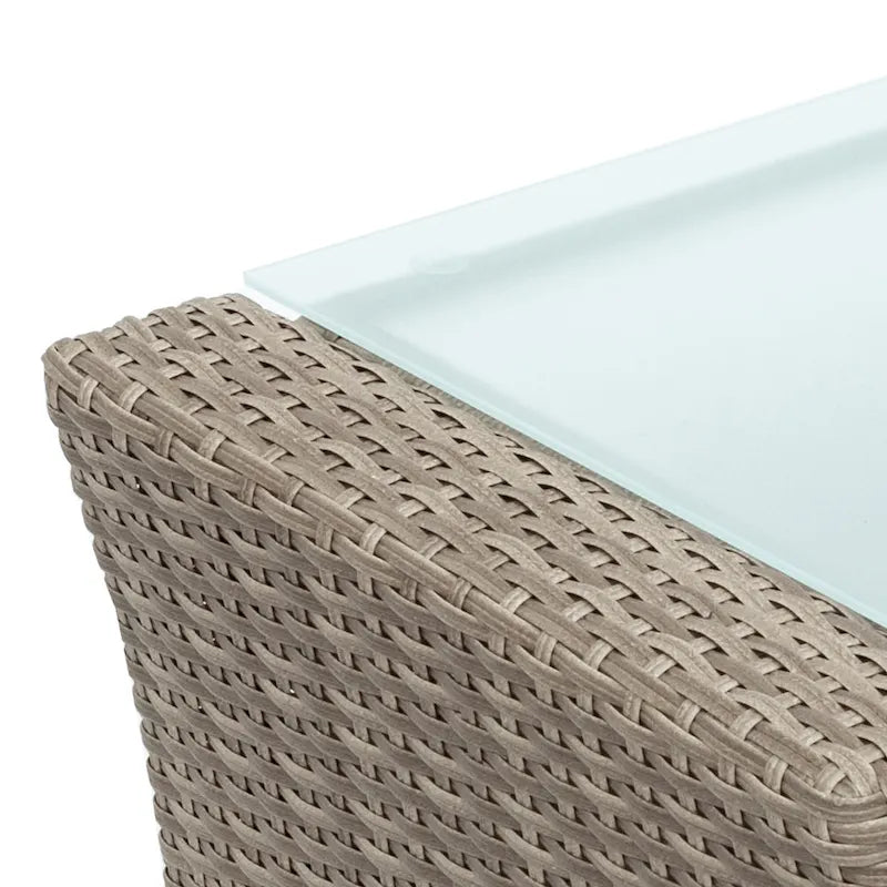 Ensemble de canapé de conversation de patio extérieur en rotin 6 pièces avec table basse en verre trempé et pouf