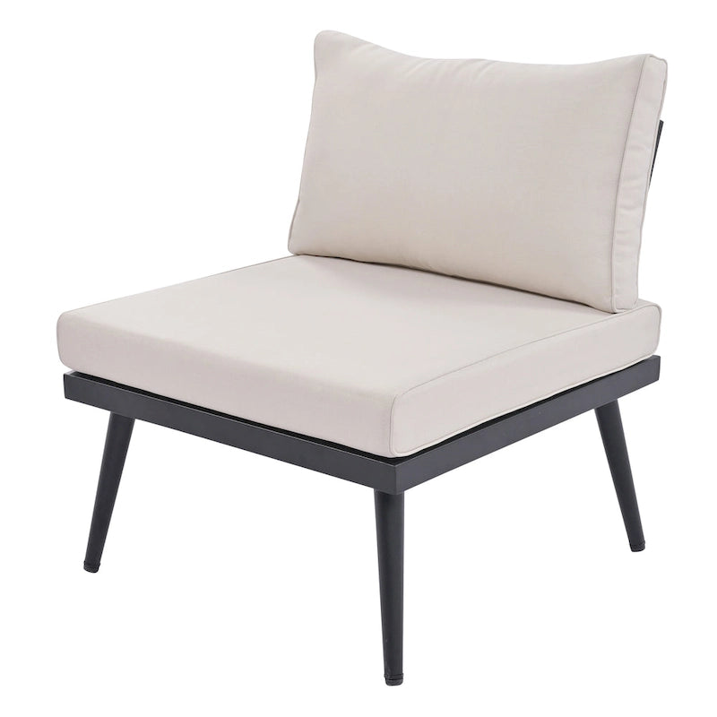Ensemble de canapé modulaire d'extérieur 6 pièces en fer forgé avec tables basses gigognes et étagère de rangement latérale