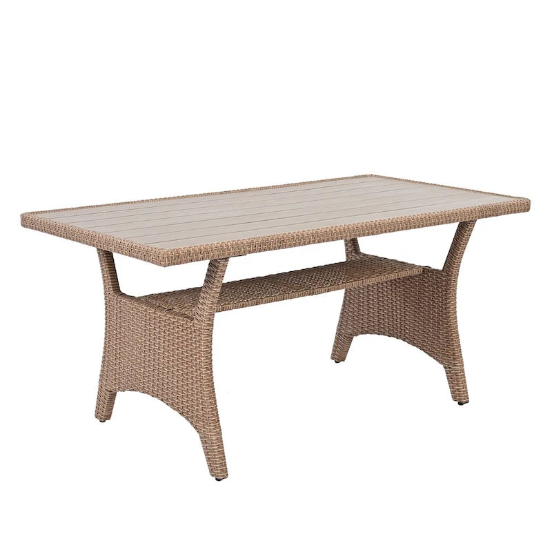 Ensemble de patio en rotin et osier 6 pièces, canapé, chaise, tabourets et table pour jardin et arrière-cour