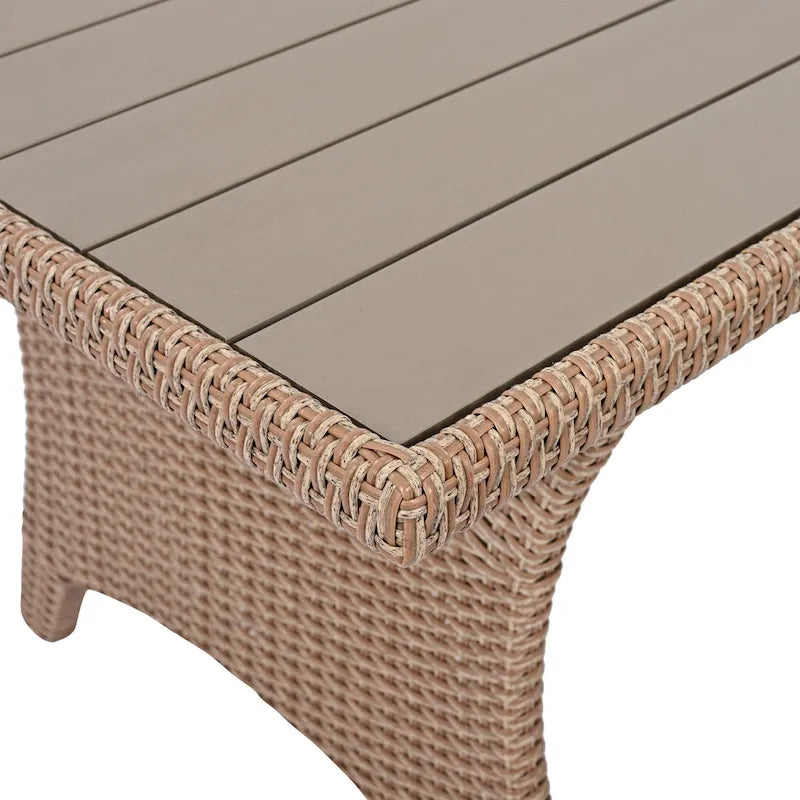 Ensemble de patio en rotin et osier 6 pièces, canapé, chaise, tabourets et table pour jardin et arrière-cour