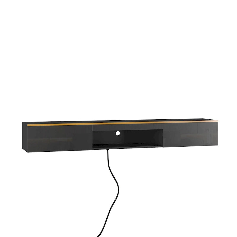 Meuble TV flottant mural avec LED 16 couleurs, meuble TV moderne 69 pouces, meuble TV flottant, meuble de divertissement