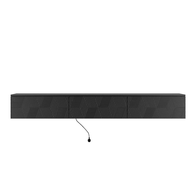 Meuble TV flottant mural avec LED 16 couleurs, meuble TV moderne 69 pouces, meuble TV flottant, meuble de divertissement