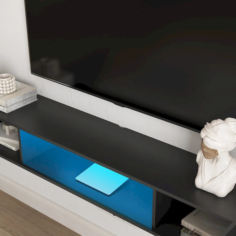 Meuble TV flottant mural avec LED 16 couleurs, meuble TV moderne 69 pouces, meuble TV flottant, meuble de divertissement