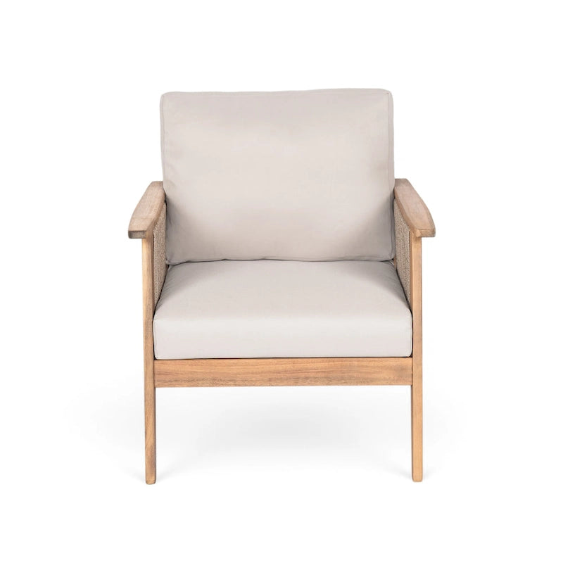 Chaise de terrasse en bois d'acacia et corde avec coussins (Lot de 2)
