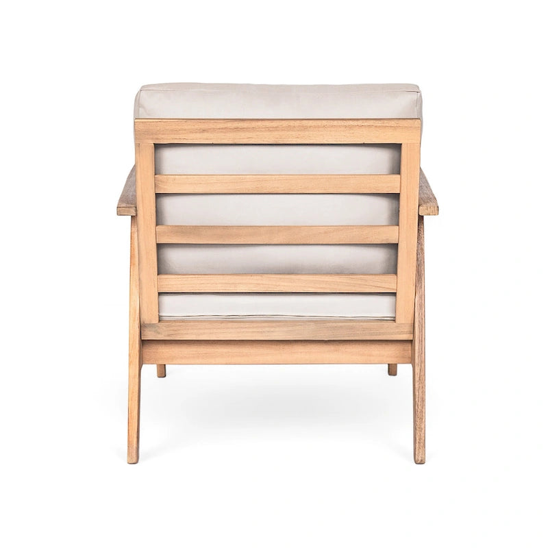 Chaise de terrasse en bois d'acacia et corde avec coussins (Lot de 2)