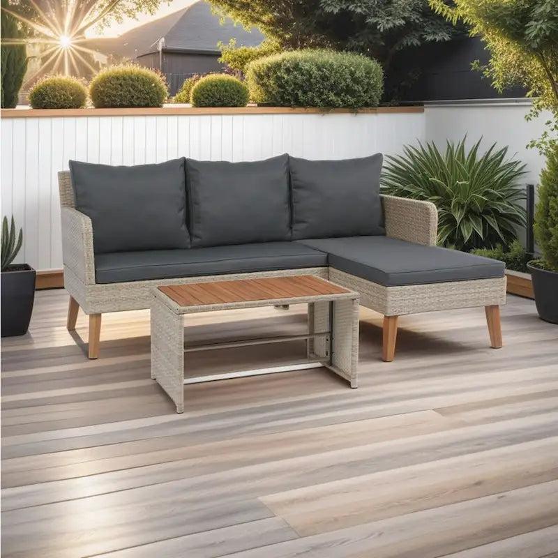 3PCS Ptaio Wicker Sectional Sofa Set