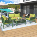 Ensemble de canapés de patio 4 pièces en corde avec coussins épais