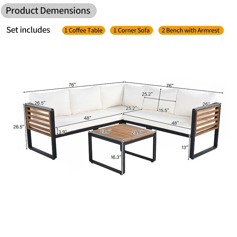 Ensemble de conversation d'extérieur 4 pièces