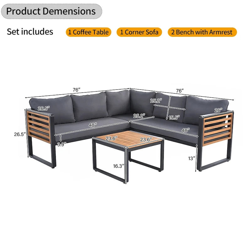 Ensemble de conversation d'extérieur 4 pièces