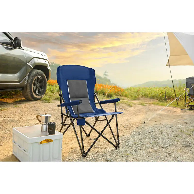 Chaise pliable portable avec porte-gobelet