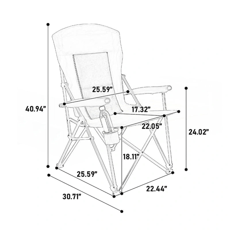 Chaise pliable portable avec porte-gobelet